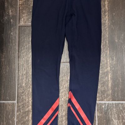 Tory Burch Sport Weightless Chevron Leggings In Navy W/ Red Stripes Size Medium